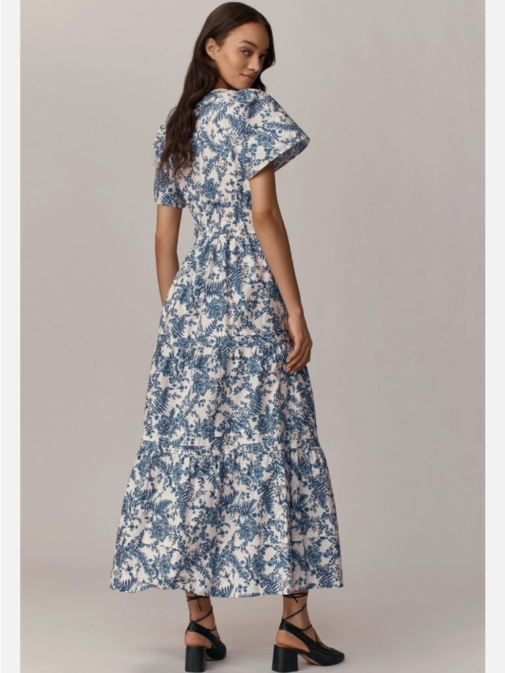 Anthropologie Somerset Blue Floral Tiered Maxi Dress - Women's